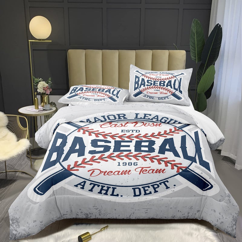 Bodhi Boys Comforter Set Full Size Sports Comforter for Boys Baseball Comforter Set Full Baseball Bedding Set for Kids Teen Comforter Bedding Set Full with Pillowcases - Image 1