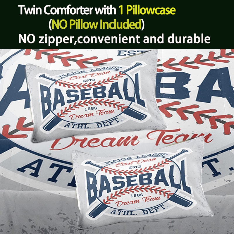 Bodhi Boys Comforter Set Full Size Sports Comforter for Boys Baseball Comforter Set Full Baseball Bedding Set for Kids Teen Comforter Bedding Set Full with Pillowcases - Image 4