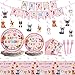 Tevxj Dog Themed Party Decorations Set Including Dog tableware Set Serves 24 Guests Banners Cupcake Toppers Balloons Swirls Swirls card Aluminum foil balloon For Pink Dog Party Supplies And Baby Shower Decorations 168Pcs - Image 3