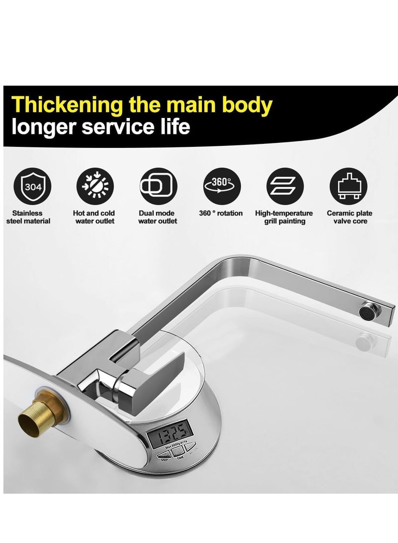 WENTCCION Kitchen Faucet, Kitchen Sink Mixer Tap with 360° Rotatable, Single-Handle High Arc Swan-Neck Modern Stainless Steel Kitchen Faucet, Kitchen Sink Faucets with 2 Hose - Image 2