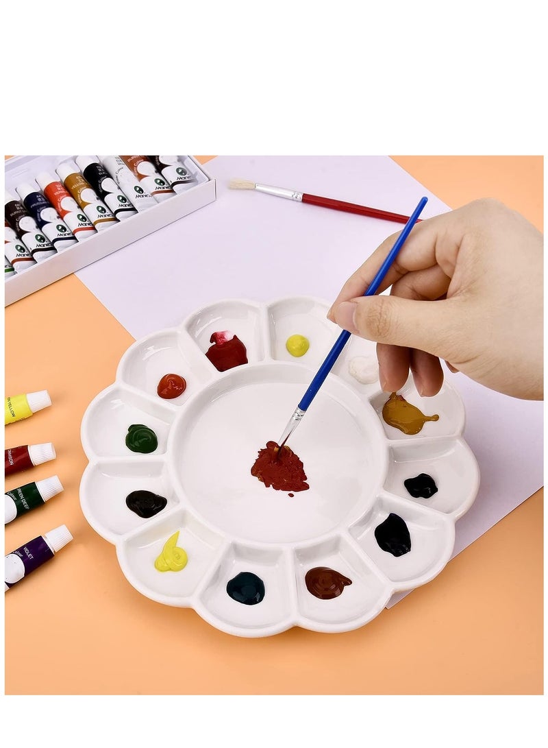 Excefore 8 Inch 13 Wells Artist Ceramic Paint Palette, Circular Ceramic Watercolor Painting Mixing Tray for Watercolor Gouache Acrylic Oil Painting - Image 2