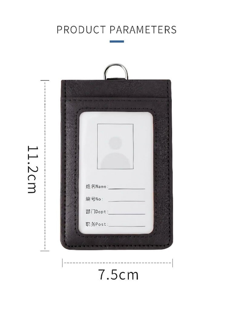 2 Pack Id Card Wallet Made of Leather Material, Foldable PU Card Wallet with Retractable Cord,Multi-card Slot Id Card Wallet with Large Capacity Design - Image 3