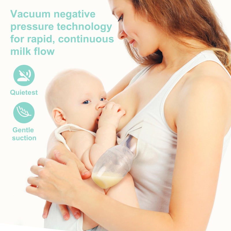 Bumblebee Manual Breast Pump with Breastfeeding Milk Saver Stopper& Lid in Gift Box Food Grade Silicone BPA PVC and Phthalate Free 3.04oz/90ml - Image 4