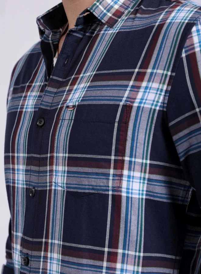 شركة المرآب الهندية Men Slim Fit Checkered Full Sleeves Cutaway Collar Casual Shirt
