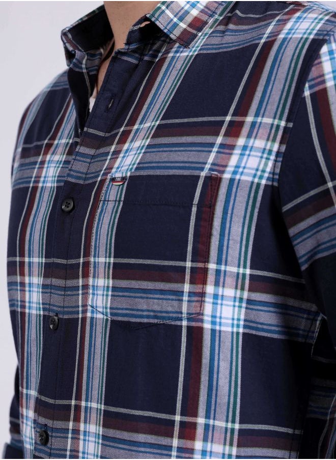 The Indian Garage Co Men Slim Fit Checkered Full Sleeves Cutaway Collar Casual Shirt  - Image 4