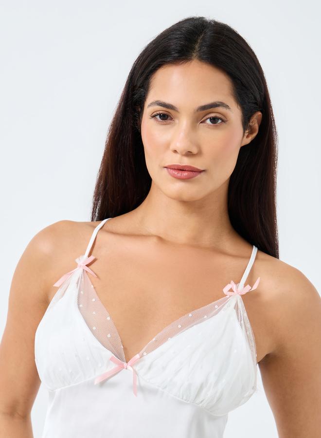 Take Two Mesh Insert Bow Detail Slip Dress - Image 3
