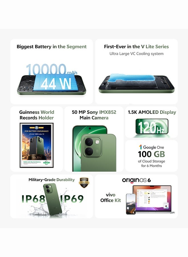 فيفو V80 Lite AI Dual SIM 5G Green 8GB 128GB With Exclusive Gifts Smartwatch,44W Charger And 24 Months Warranty + 1 Year Screen Replacement - Middle East Version - Image 4