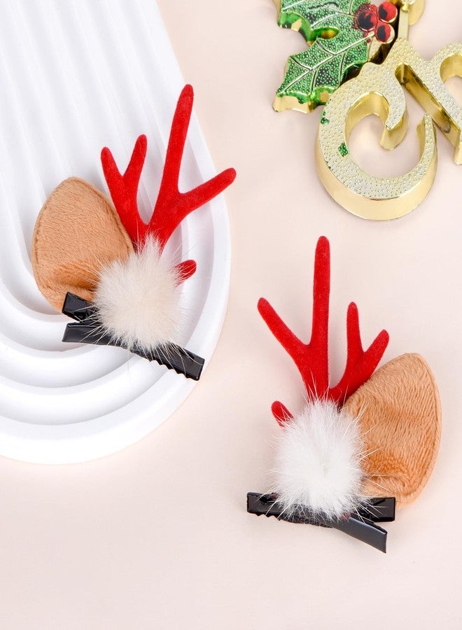 Etercycle Christmas Reindeer Antlers Hair Clips, Cute Deer Antlers Headband Deer Ears Hairbands, Beauty Antler Headdresses Hairpins Christmas Hair Accessories for Women (Red) - Image 3
