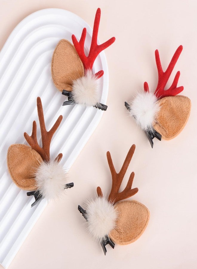 Etercycle Christmas Reindeer Antlers Hair Clips, Cute Deer Antlers Headband Deer Ears Hairbands, Beauty Antler Headdresses Hairpins Christmas Hair Accessories for Women (Red) - Image 4