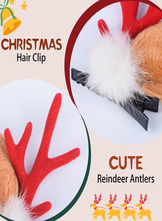 Etercycle Christmas Reindeer Antlers Hair Clips, Cute Deer Antlers Headband Deer Ears Hairbands, Beauty Antler Headdresses Hairpins Christmas Hair Accessories for Women (Red) - Image 2