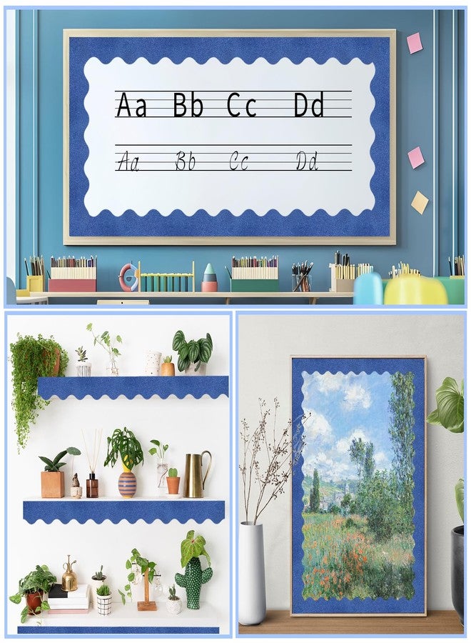 Aurtho 70Ft Shine Scalloped Bulletin Board Border- Blue Bulletin Board Border, Shiny Blue Trim Decorative Roll for Classroom, School, Office, Home - Image 2