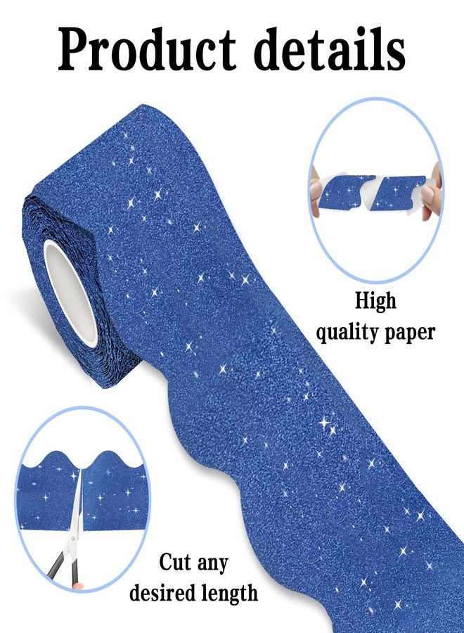 Aurtho 70Ft Shine Scalloped Bulletin Board Border- Blue Bulletin Board Border, Shiny Blue Trim Decorative Roll for Classroom, School, Office, Home - Image 4