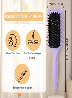BUPY 2024 New Curly Hair Brush, Bounce Curl Define Styling Brush, Wet Dry Detangler Hair Brush,The Essential Tool For Shaping And Styling Your Curls, Achieve Perfectly Defined Curls (Purple)  - Image 3