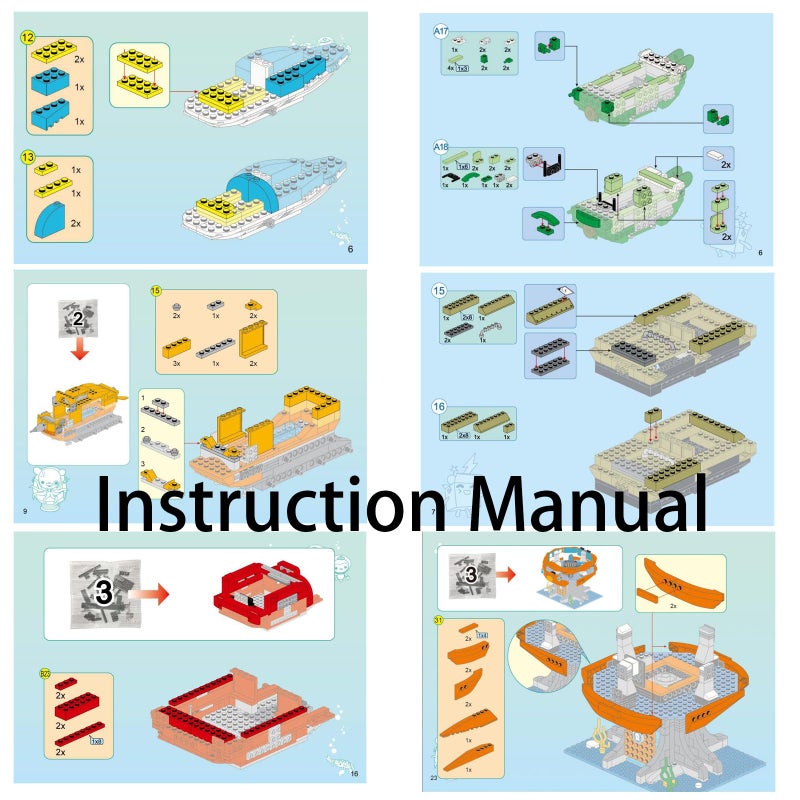 BASEPLATES قواعد البناء لعمر 6 سنوات مجموعة كتل بناء مغامرة المحيط أوكونوتس مركبة التمساح غوبك كواززي داشي 330 قطعة بدون صندوق تعبئة - Image 3
