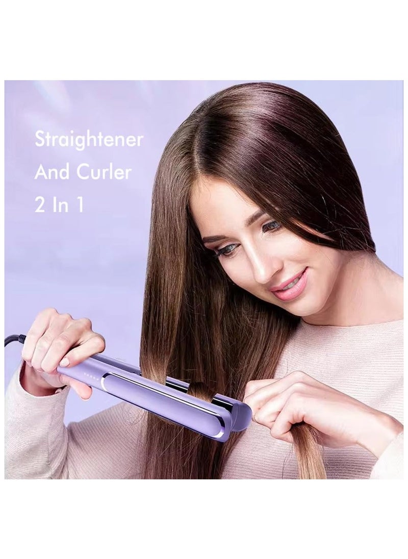 KADRAMA Hair Straightener or 30mm Curling Iron  2 in 1 , Anion Hair Care, 5-Gear Temperature 140°-230°, Fast Heat-up, Long-lasting Modeling for Hair Styling(Purple)  - Image 1