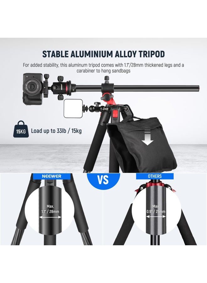Neewer 79 inch Camera Tripod Monopod with Center Column and Ball Head Aluminum, Arca Type QR Plate, Bag, Horizontal Tripod Overhead Camera Mount for DSLR Camera, Video Camcorder, Max Load: 33lb - Image 2
