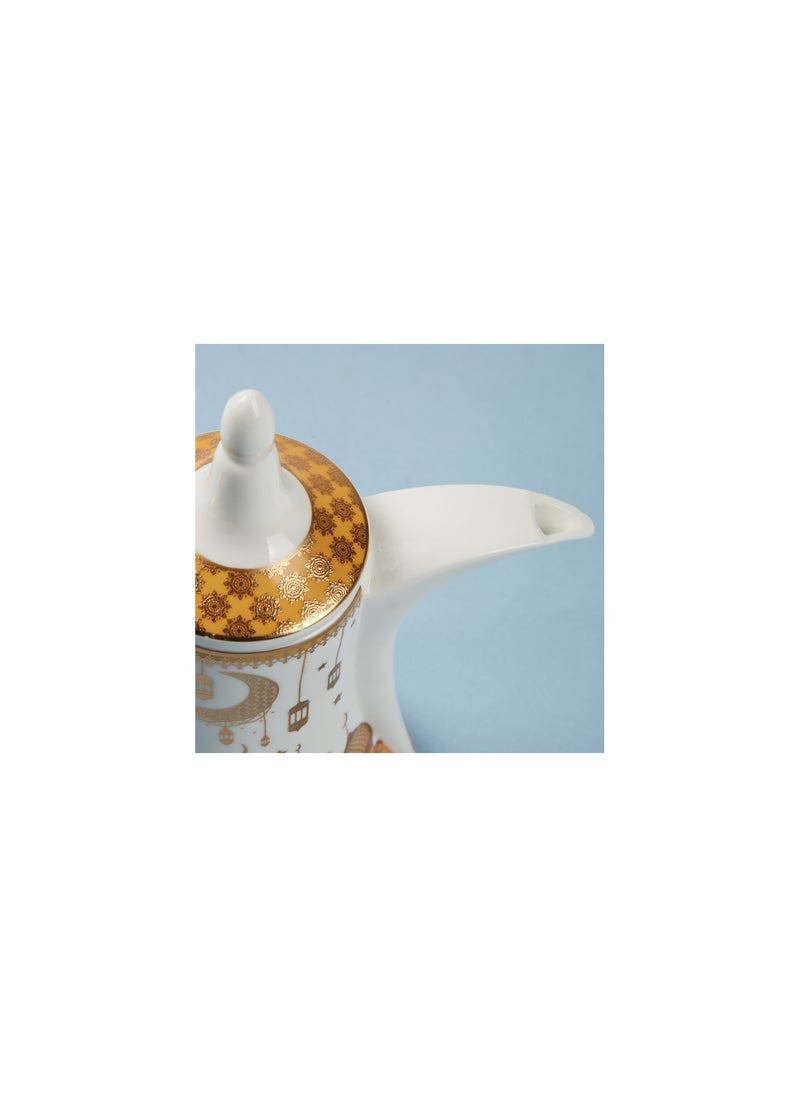 Generic Liying Ramdan Gold coarted Design Ceramic Arabic Coffee Pot and Heat Resistant with Candle Warmer, Ramadan Decorations for Table for Coffee  - Image 2