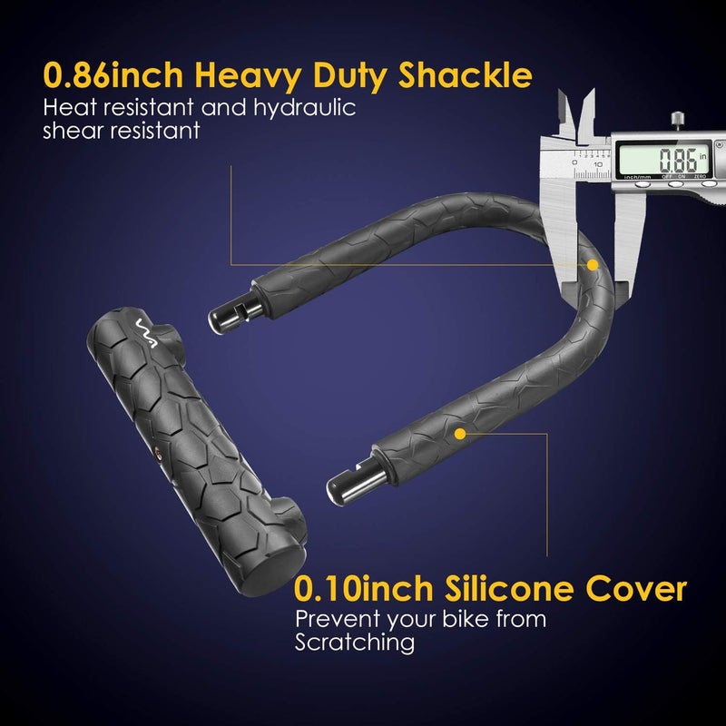 VVA Bike U Lock,20mm Heavy Duty Combination Bicycle D Lock Shackle 4ft Length Security Cable with Sturdy Mounting Bracket and Key Anti Theft Bicycle Secure Locks - Image 3