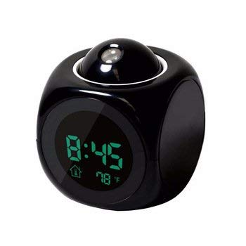 UK Enterprise Smart Digital LCD Table Clock Projection Snooze Clock Black - Image 2