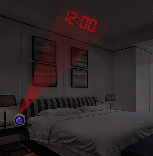 UK Enterprise Smart Digital LCD Table Clock Projection Snooze Clock Black - Image 4