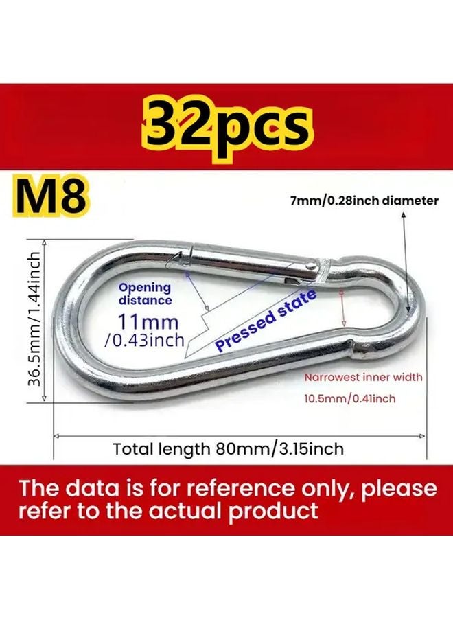32pcs M8 Heavy Duty Spring Quick Release Carabiner Screw Lock Clip Outdoor Camping - Image 1