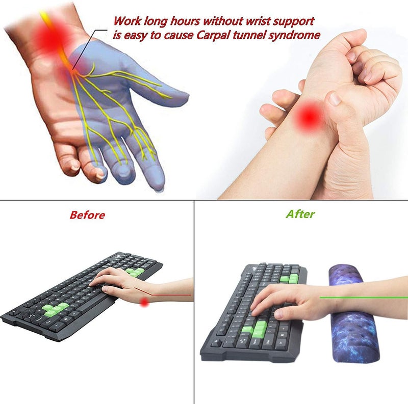 BRILA Keyboard Wrist Rest Support Cushion Pad for Computer, Laptop, Office Work, PC Gaming - Memory Foam Gel with Massage Holes Design - Non-Slip Easy Typing Wrist Pain Relief (Nebula) - Image 5