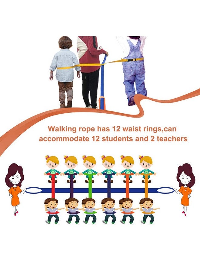 KAVIL Preschool Walking Rope with Rings Toddlers Child Leashes for Kids 2 to 12 Line Up Safety Wrist Strap with Handles Color Tether Daycare Must Haves Outdoor Supplies (Support 2 Adult & 12 Children) - Image 2