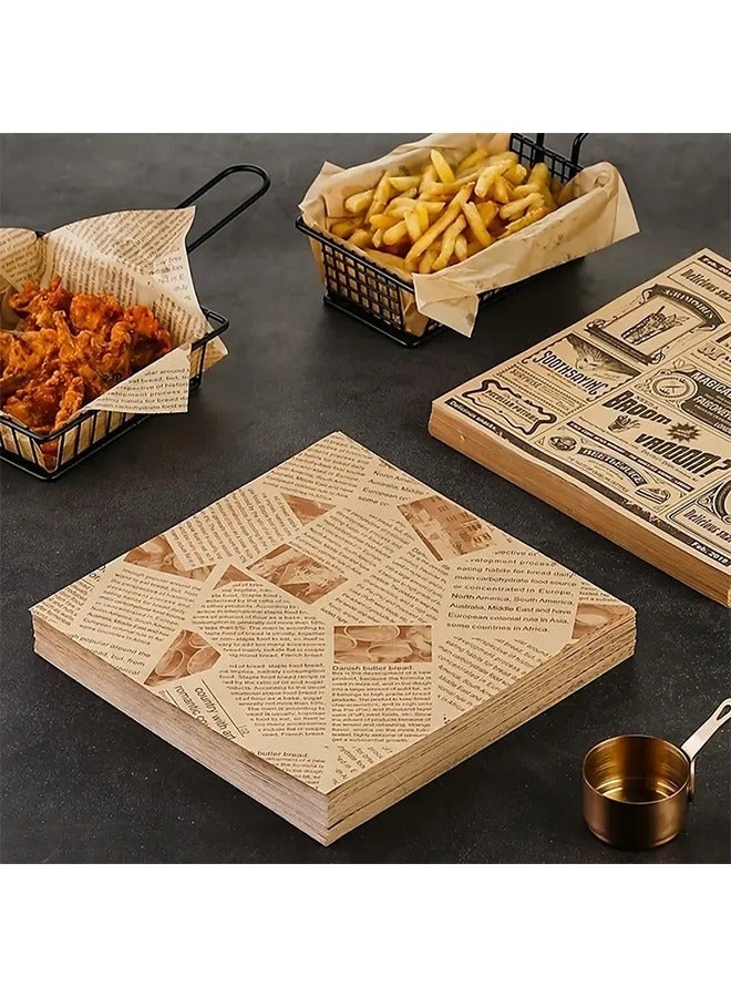 منزل الغابة 100 ورقة من ورق تغليف الخبز والسندويش والبرغر والبطاطس - ورق مقاوم للزيت للطعام بجودة غذائية، بطانات صواني مقاومة للماء للخبز، للمطاعم/الفنادق/الاستخدام التجاري (18x18 سم ) - Image 3
