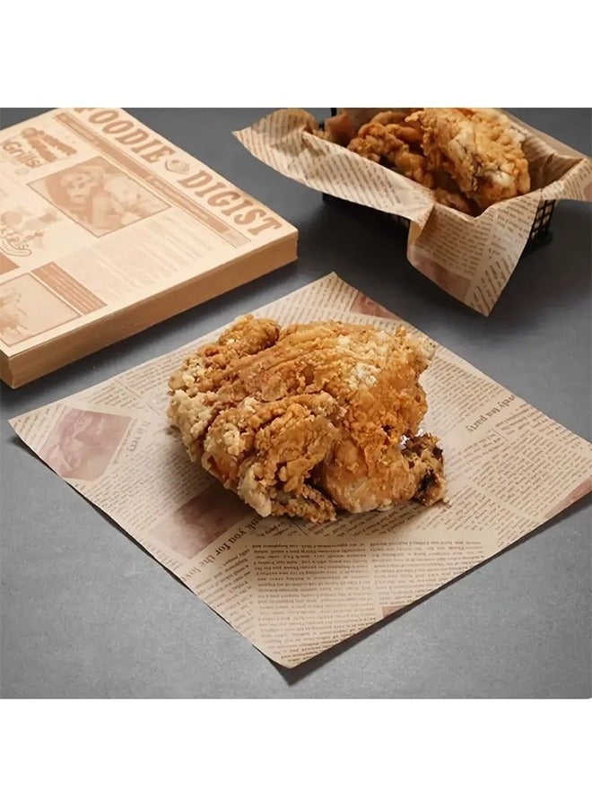 منزل الغابة 100 ورقة من ورق تغليف الخبز والسندويش والبرغر والبطاطس - ورق مقاوم للزيت للطعام بجودة غذائية، بطانات صواني مقاومة للماء للخبز، للمطاعم/الفنادق/الاستخدام التجاري (18x18 سم ) - Image 4