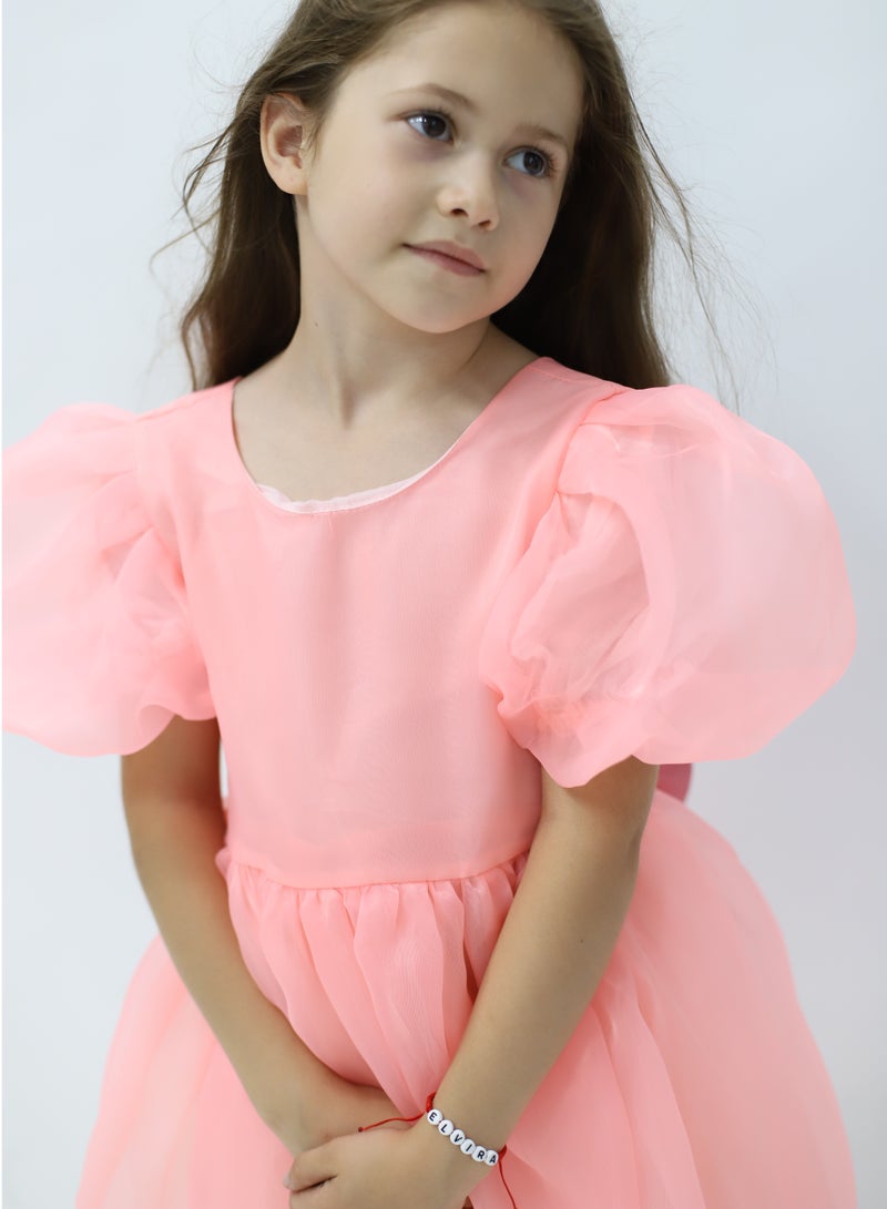 D'Daniela Organza Puffed Sleeve Dress - Image 3