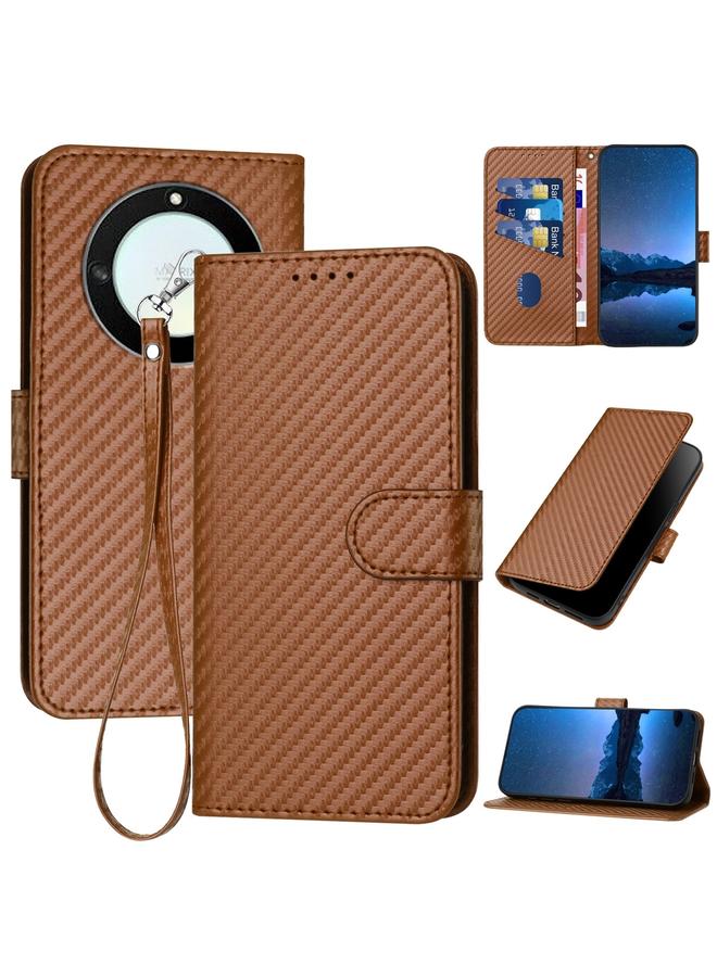 اس-توب جراب هاتف Honor X40 5G / X9a 5G / Magic5 Lite YX0070 مصنوع من ألياف الكربون مع مشبك وحزام - Image 1