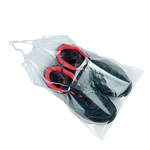 Infinite Pack InfinitePack Large 18"x24"(100pcs) Transparent Shoe Bags for Travel, Portable Shoe Bags, Shoes Pouch Storage Organizer with Drawstring for Men & Women aClear Window Shoes Pouch with Rope - Image 4