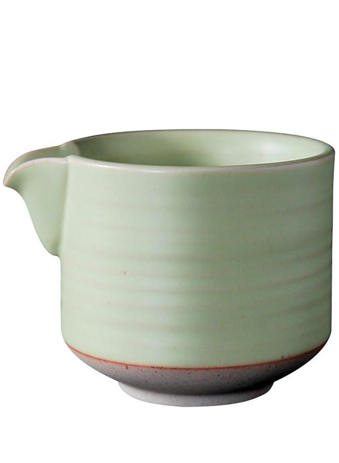 OUGETHER Matcha Traditional Porcelain Tea Bowl with Pour Spout - Hand Made Porcelain with Light Green Matte Glaze - Perfectly Whisked Matcha Green Tea, 430ml/ 14.5oz - Image 1