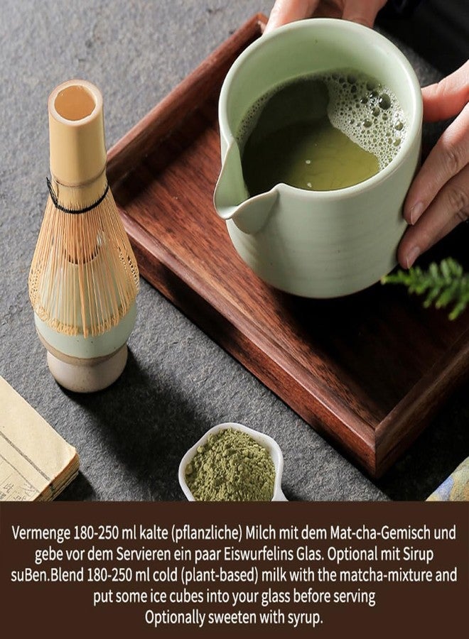 OUGETHER Matcha Traditional Porcelain Tea Bowl with Pour Spout - Hand Made Porcelain with Light Green Matte Glaze - Perfectly Whisked Matcha Green Tea, 430ml/ 14.5oz - Image 2