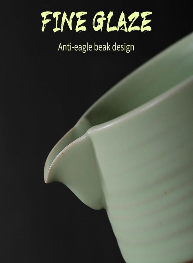 OUGETHER Matcha Traditional Porcelain Tea Bowl with Pour Spout - Hand Made Porcelain with Light Green Matte Glaze - Perfectly Whisked Matcha Green Tea, 430ml/ 14.5oz - Image 4