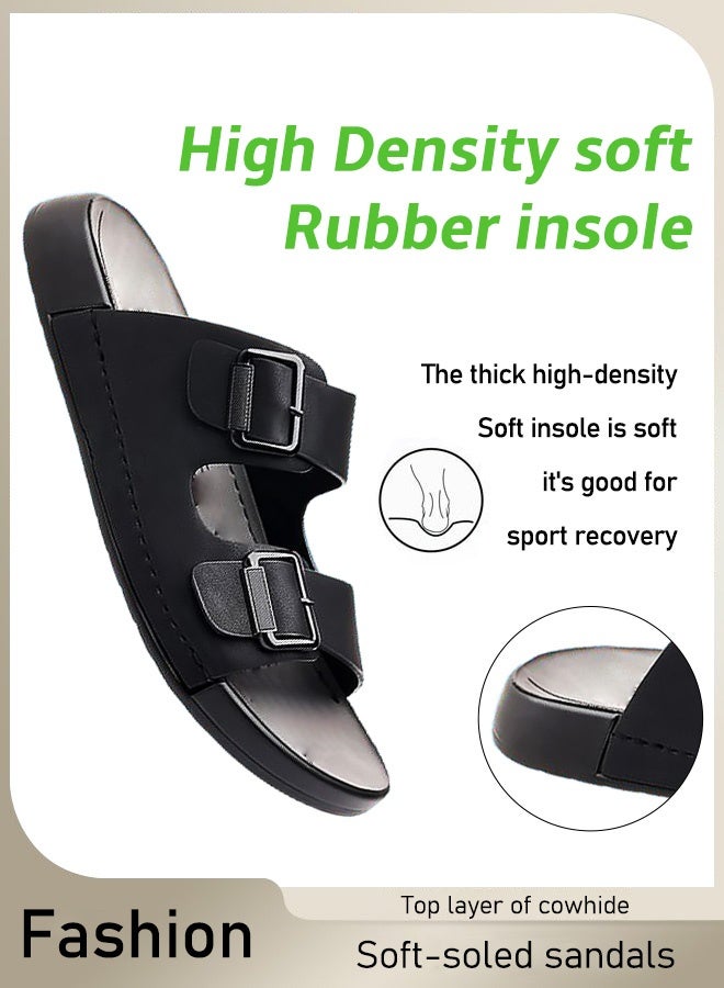 【10 سنوات من الاستخدام】الطبقة الأولى من الصنادل الجلدية ذات النعل الناعم - Image 3