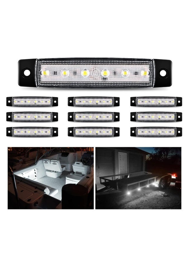 Generic 10PCS 3.8” 6LED White LED Indicator Light Truck Camper Side Marker Marine Boat Stern Yacht Kayak Sailboat Trailer Bus RV Clearance 12V DC, 2 Years Warranty  - Image 1