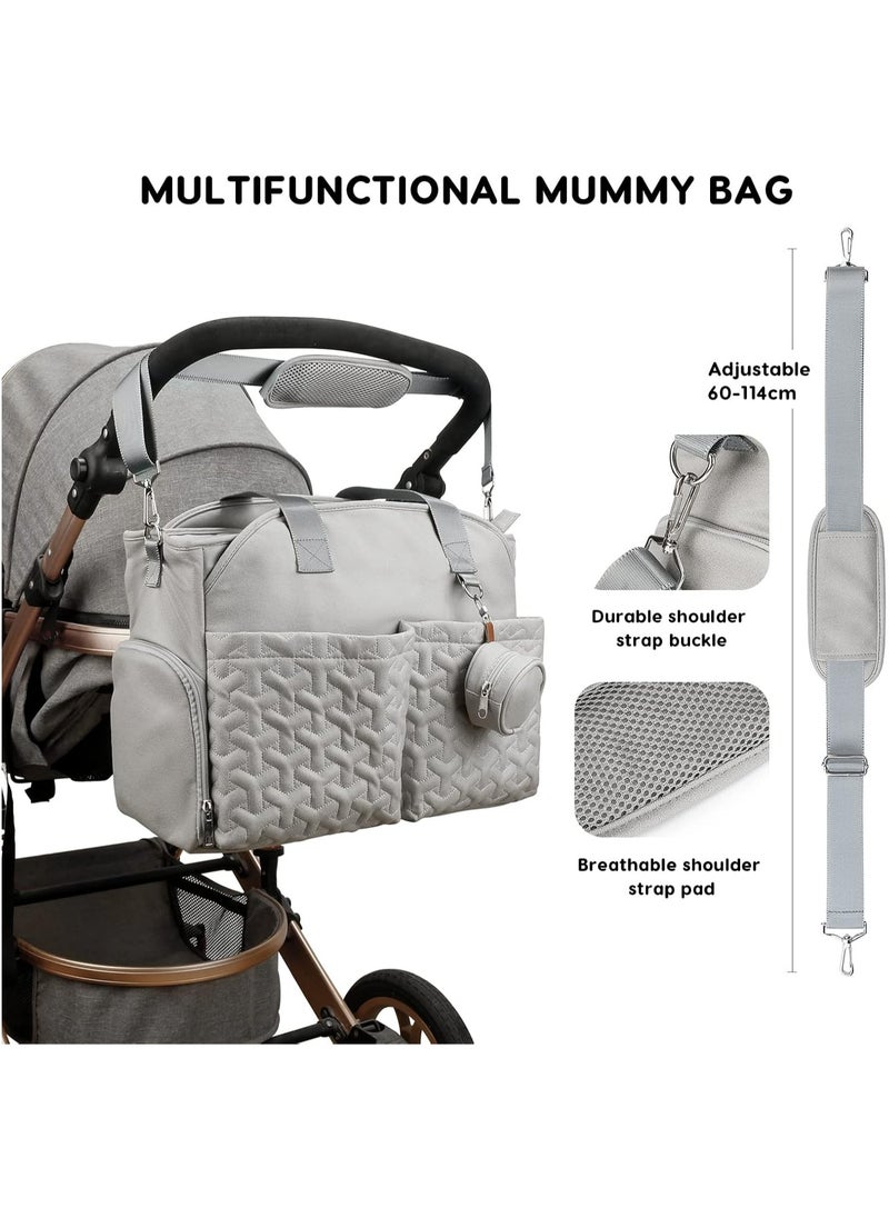 Generic - Multifunctional Signature Diaper Bag With Changing Mat Mother Baby Waterproof Bag - Grey - Image 1