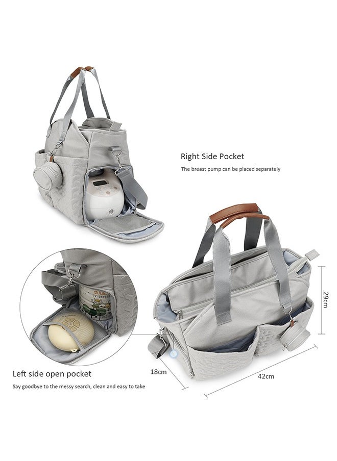 Generic - Multifunctional Signature Diaper Bag With Changing Mat Mother Baby Waterproof Bag - Grey - Image 1