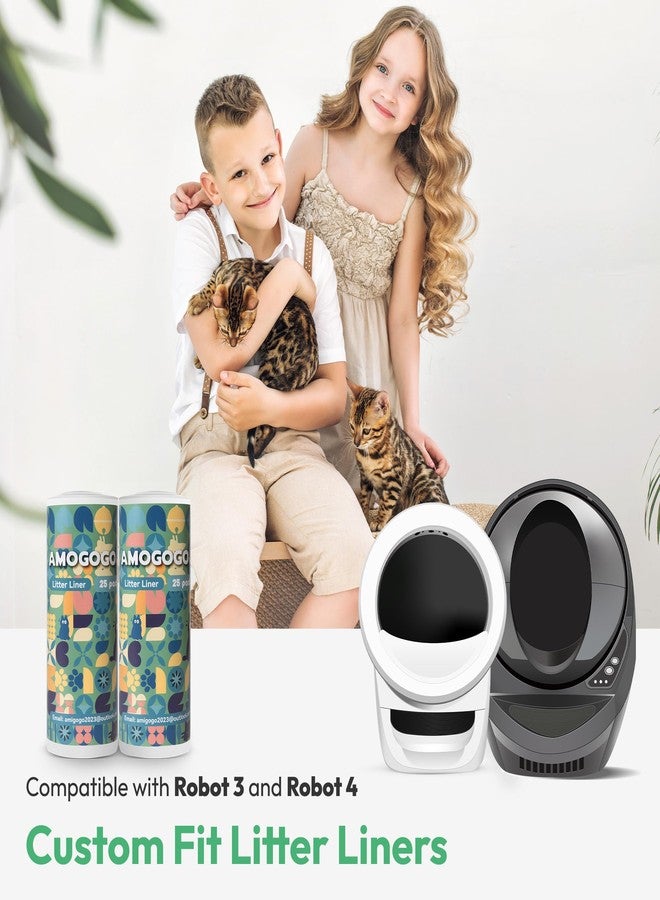 أكياس نفايات AMOGOGOPET، ٥٠ قطعة، متوافقة مع روبوت تنظيف فضلات القطط Litter Robot 4 و 3، أكياس نفايات بديلة، أكياس نفايات شديدة التحمل لفضلات القطط، أكياس نفايات مقاومة للماء، ٢٦.٤ بوصة × ٢١.٩ بوصة - Image 2