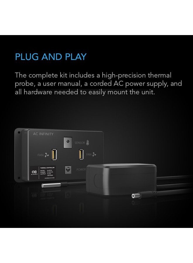 AC Infinity Thermostat and Speed Controller USB Fan for AV Cabinet Cooling - Image 4