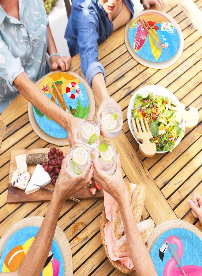 Whaline Beach Pool Party Plate Summer Hawaiian Tropical Disposable Paper Plate 6 Designs Dessert Plates 9 Inch for Swimming Party Supplies Table Decor, 24Pcs - Image 5