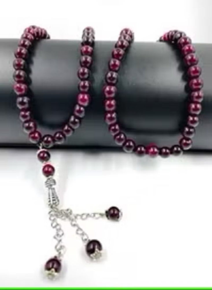 دريمزون حجر العقيق الأحمر الطبيعي 99 خرزة تسبيح - Image 1