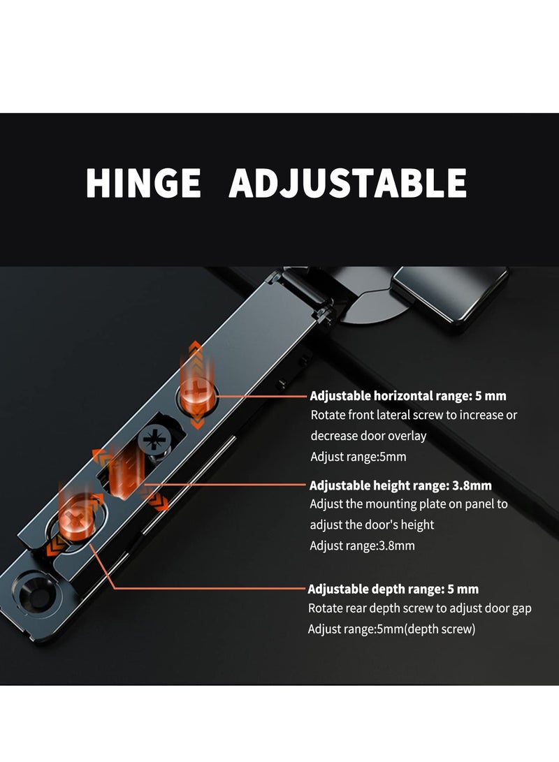 SYOSI 2 Pack Cabinet Hinges, Soft Close Cupboard Wardrobe Doors Hinges, Folding Doors Hinge with Screws, Adjustable Concealed, Built-in Damper for Cabinet, Wardrobe Door, Bathroom Cabinet - Image 2