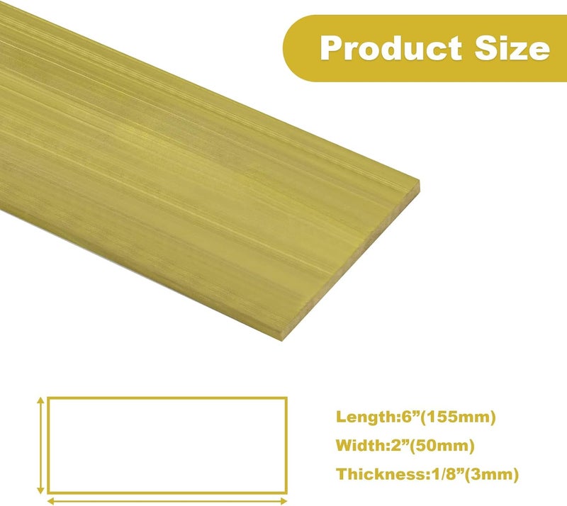 SuperDi Brass Flat Rectangular Bar Stock 1/8" x 2" x 6"- Knife making, craft C360-1 Bar - Image 2