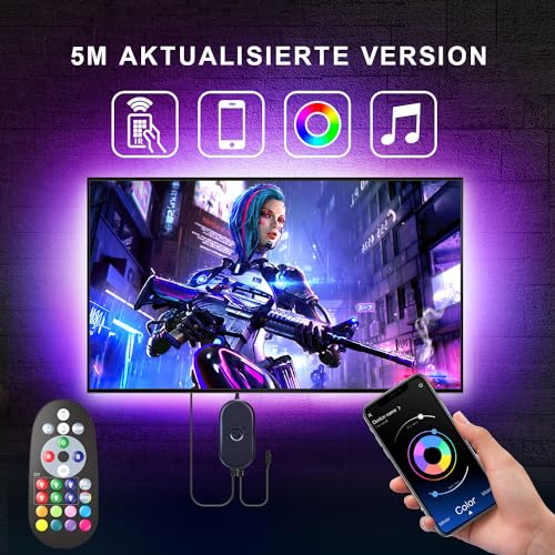 Nexillumi LED Lights for TV, 16.4 ft TV LED Backlight for 55-75 Inch, RGB LED Strip Lights Behind TV with APP Remote Control, Music Sync Smart Led Ambient Lighting for Bedroom Gaming Room Decor - Image 2