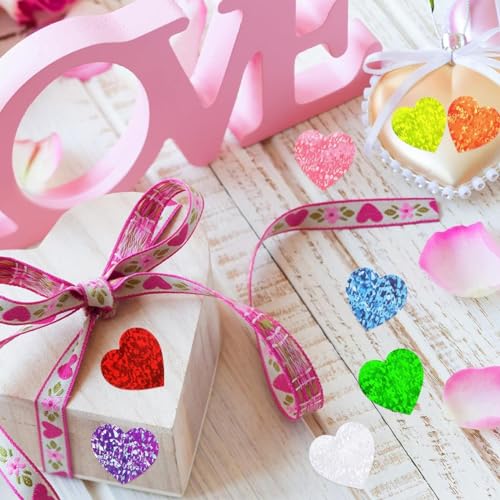 HASTHIP ® Paper 500Pcs Glitter Heart Stickers,1 inch/2.54cm Self Adhesive Heart-Shaped Wall Sticker for Reward Charts,Incentive Stickers Sparkly for Kids Teachers School Office(8 Colors) - Image 5