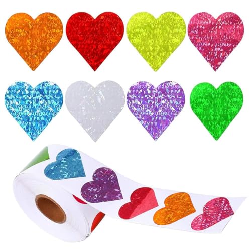 HASTHIP ® Paper 500Pcs Glitter Heart Stickers,1 inch/2.54cm Self Adhesive Heart-Shaped Wall Sticker for Reward Charts,Incentive Stickers Sparkly for Kids Teachers School Office(8 Colors) - Image 1