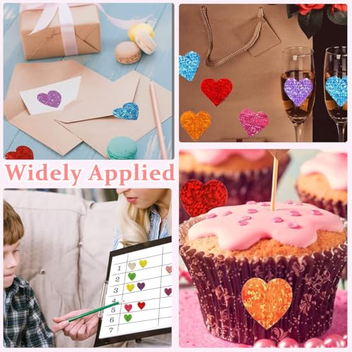 HASTHIP ® Paper 500Pcs Glitter Heart Stickers,1 inch/2.54cm Self Adhesive Heart-Shaped Wall Sticker for Reward Charts,Incentive Stickers Sparkly for Kids Teachers School Office(8 Colors) - Image 4