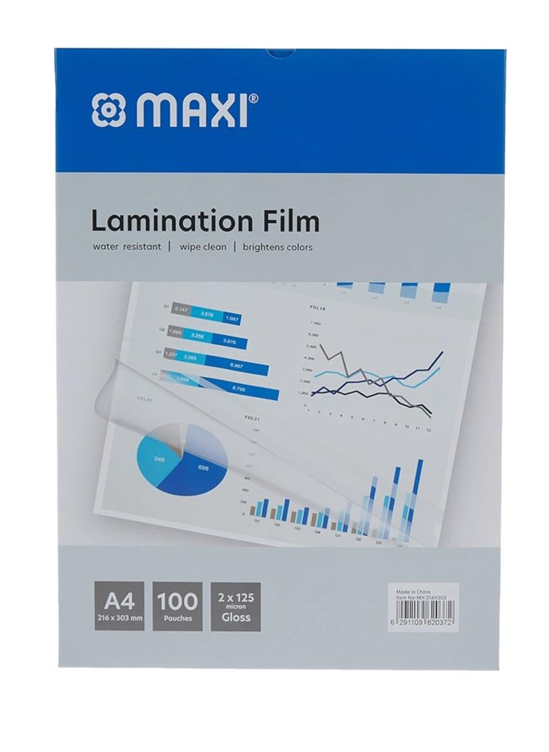 Deli Maxi A4 Lamination Film 216 X 303 Mm 125 Mic100 Pieces  - Image 1